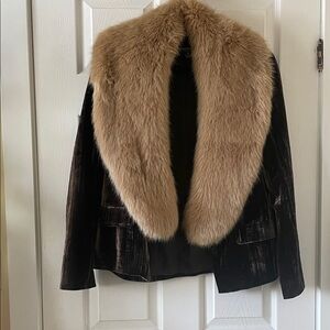 Set of 2 items vintage 1990s velvet blazer and fur collar cowl shawl hippie